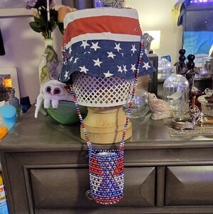 Patriotic Bucket Hat and Beaded Phone Holder